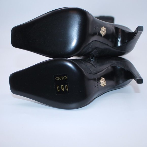 VERSACE OVER-THE-KNEE BLACK LEATHER HORSE RIDING STYLE Boots w/HIGH HEELS 35 - 5 - Picture 6 of 7